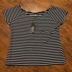 Hell Bunny Cropped Striped Shirt